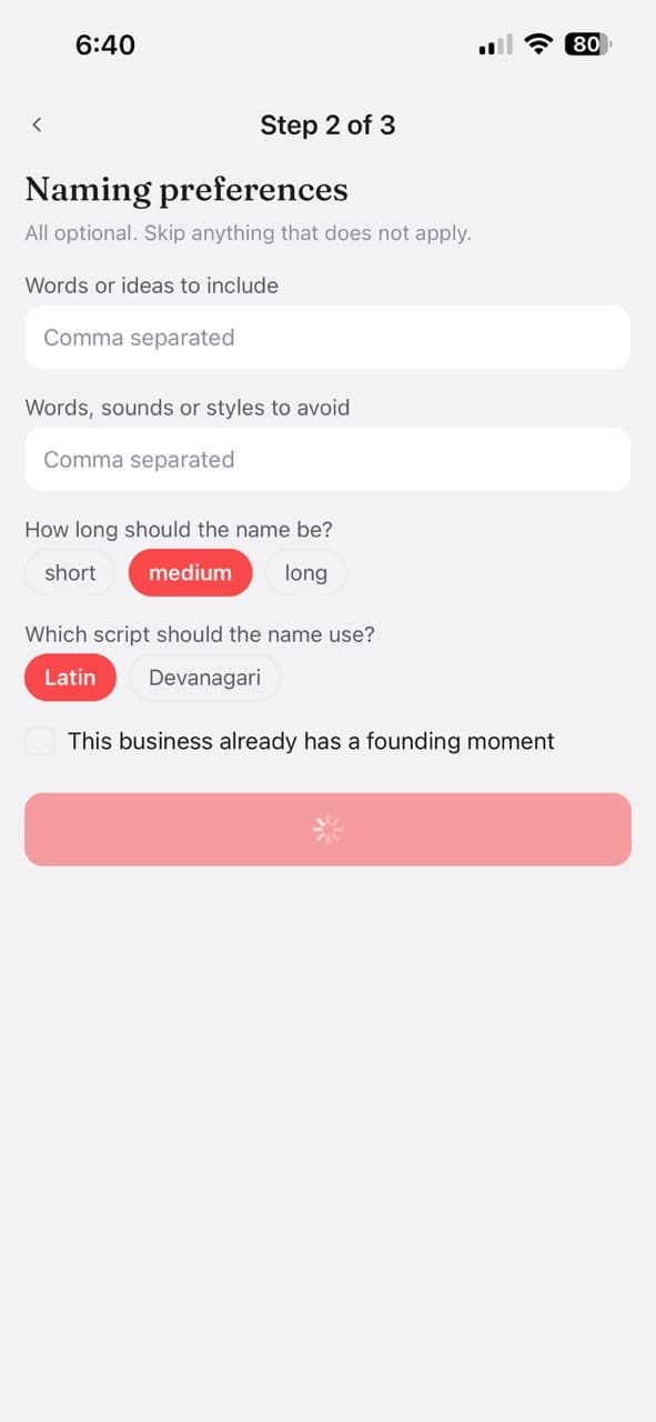 Business Namakaran: Naming preferences